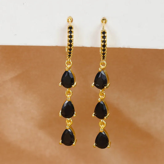 1 Pair Elegant Water Droplets Copper Drop Earrings