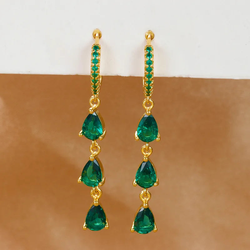 1 Pair Elegant Water Droplets Copper Drop Earrings