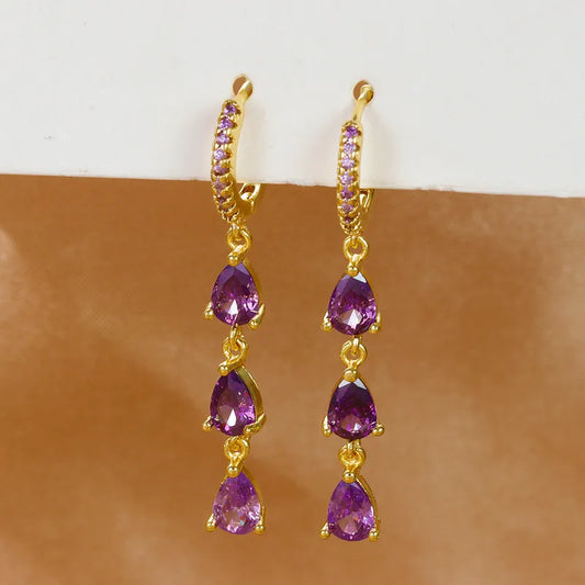 1 Pair Elegant Water Droplets Copper Drop Earrings