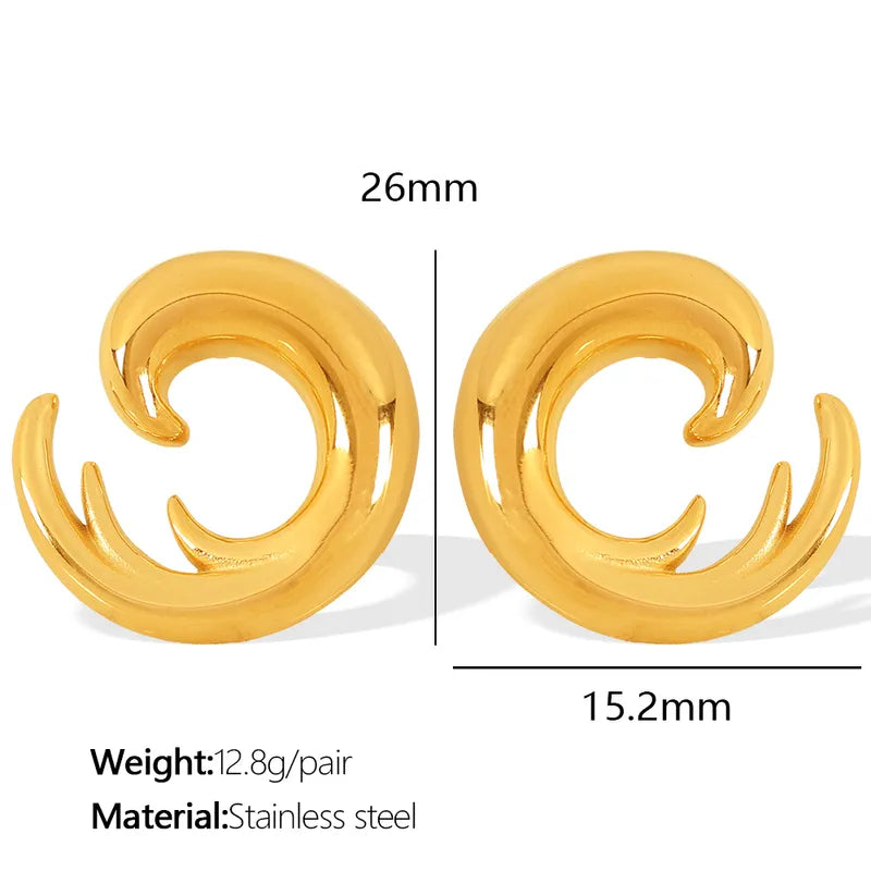 1 Pair Exaggerated Beach IG Style Oval Starfish Sea Wave Polishing 304 Stainless Steel 18K Gold Plated Drop Earrings Ear Studs