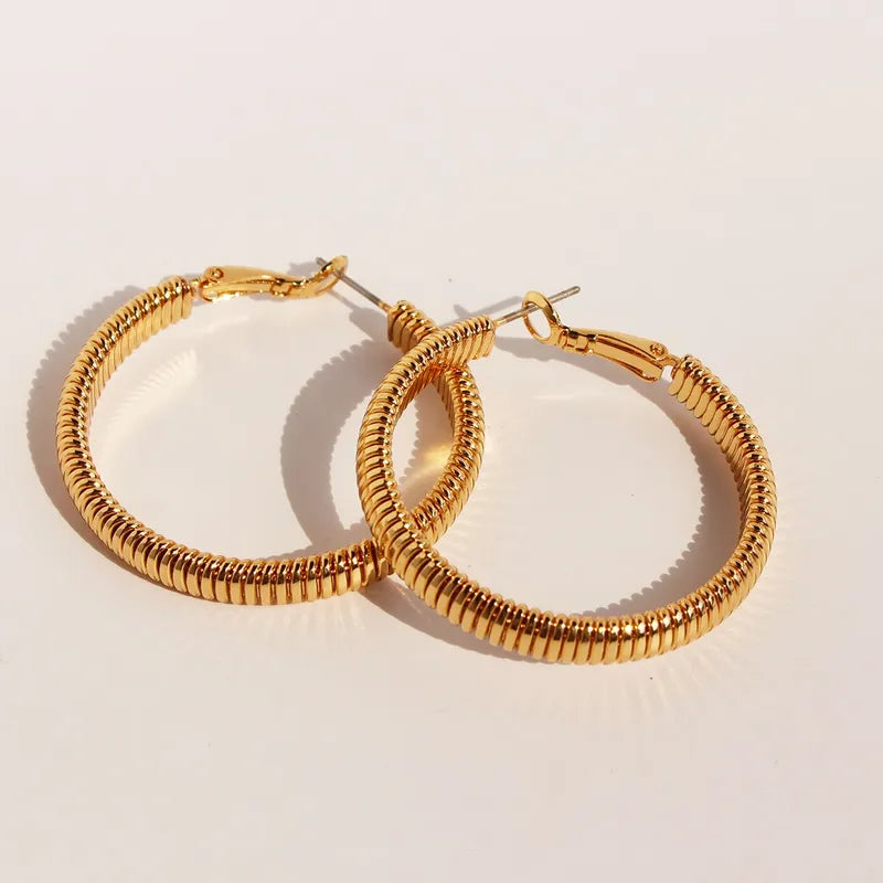 1 Pair Exaggerated Simple Style Circle Plating Brass 18K Gold Plated Earrings