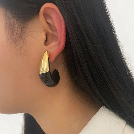 1 Pair Exaggerated Simple Style Geometric Enamel Copper 14K Gold Plated Ear Studs