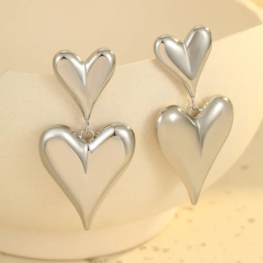 1 Pair Exaggerated Simple Style Heart Shape 304 Stainless Steel 18K Gold Plated Drop Earrings