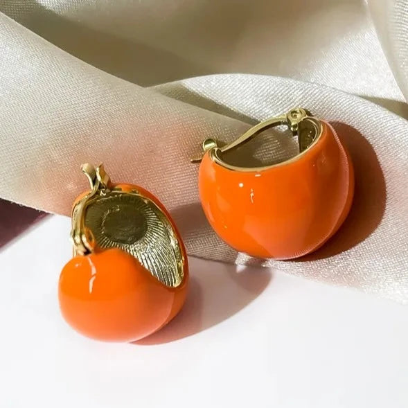 1 Pair Exaggerated Simple Style Solid Color Enamel Stainless Steel 18K Gold Plated Earrings