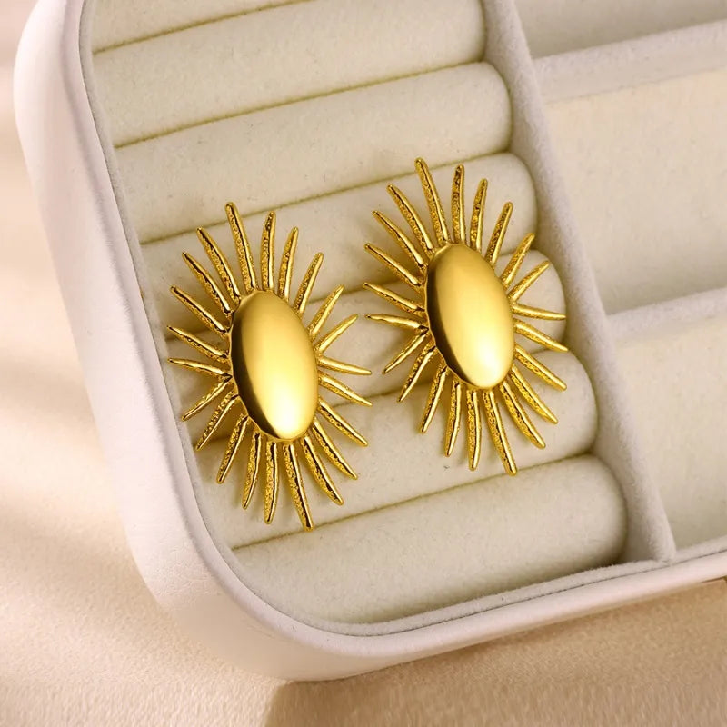 1 Pair Exaggerated Simple Style Sun 304 Stainless Steel Ear Studs