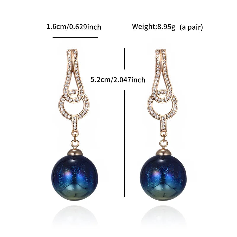 1 Pair Fairy Style Sweet Geometric Pearl Plating Inlay Copper Artificial Gemstones Artificial Pearls 18K Gold Plated Drop Earrings