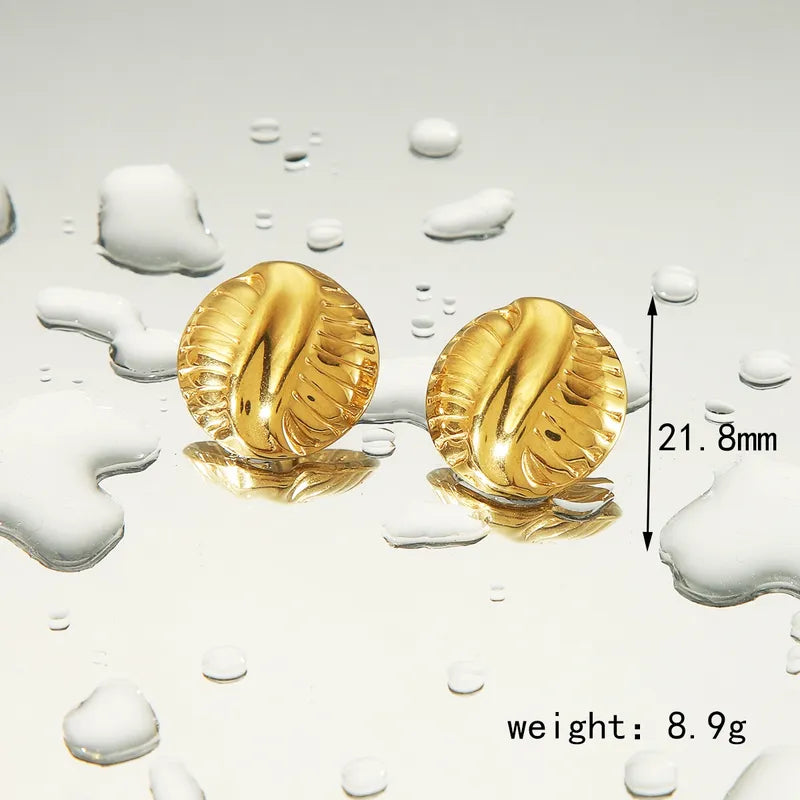 1 Pair French Style Classic Style Commute Round 304 Stainless Steel 18K Gold Plated Ear Studs