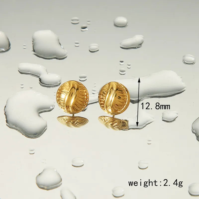 1 Pair French Style Classic Style Commute Round 304 Stainless Steel 18K Gold Plated Ear Studs