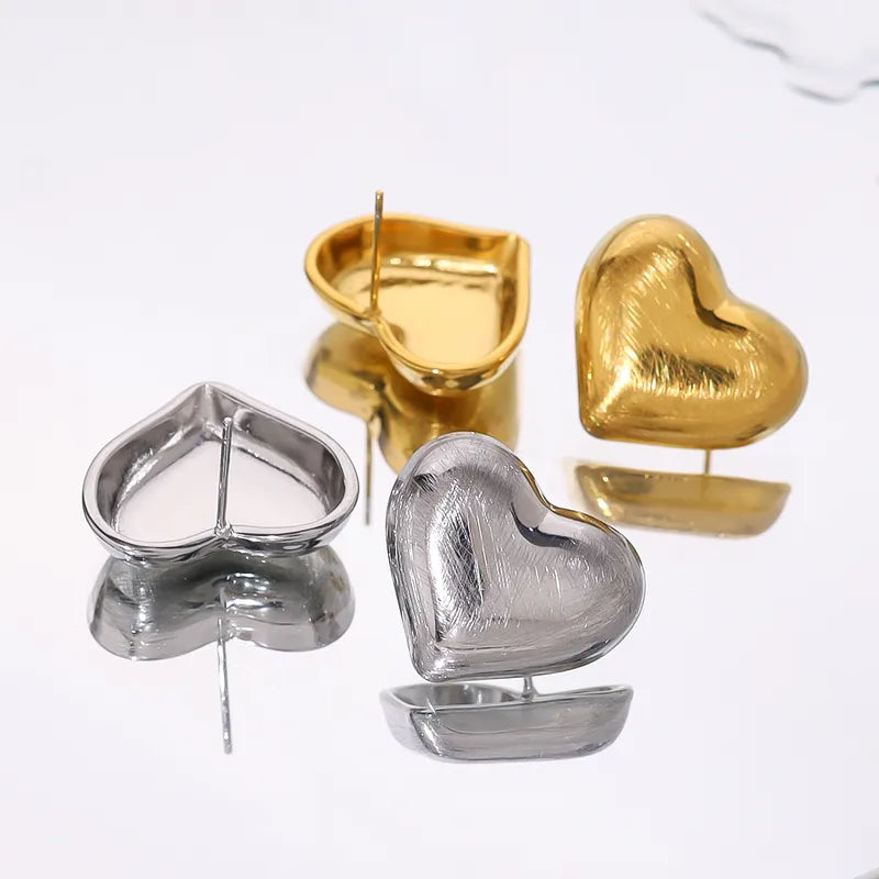 1 Pair French Style Simple Style Classic Style Heart Shape Polishing 304 Stainless Steel 18K Gold Plated Ear Studs