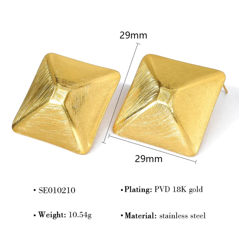 1 Pair French Style Simple Style Classic Style Quadrilateral Square Polishing 304 Stainless Steel 18K Gold Plated Ear Studs