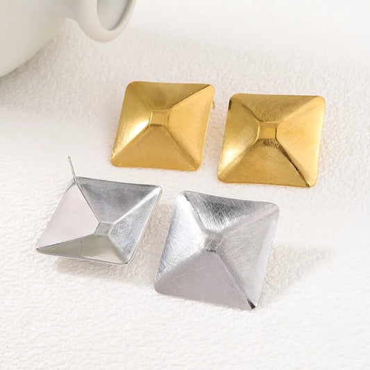 1 Pair French Style Simple Style Classic Style Quadrilateral Square Polishing 304 Stainless Steel 18K Gold Plated Ear Studs