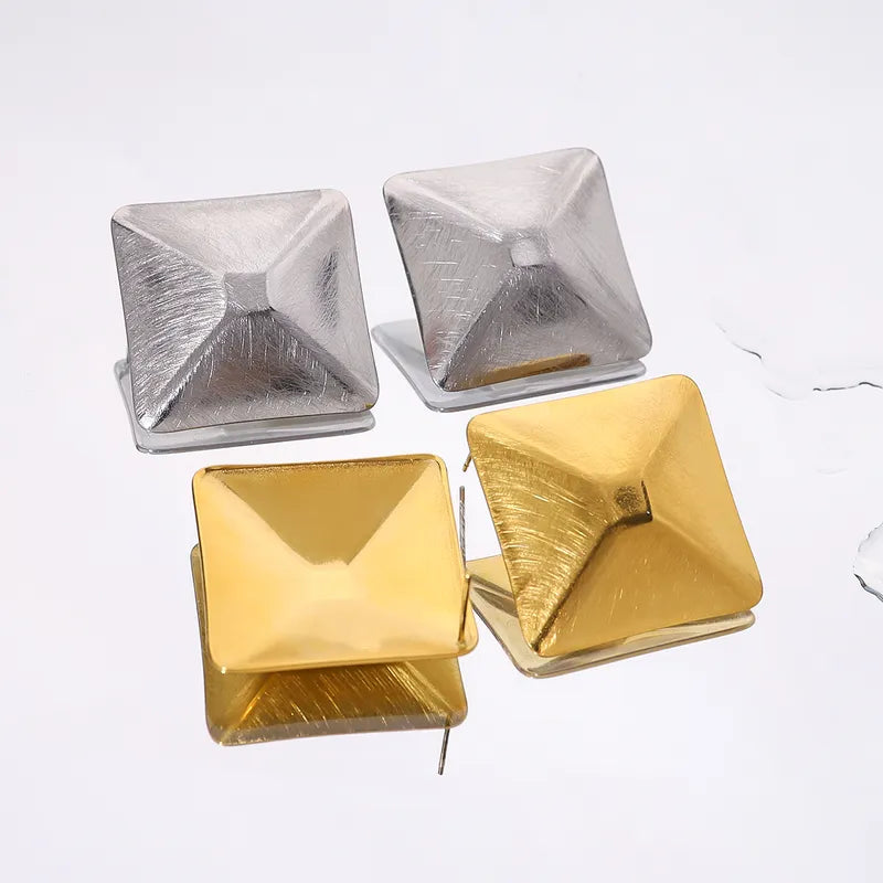 1 Pair French Style Simple Style Classic Style Quadrilateral Square Polishing 304 Stainless Steel 18K Gold Plated Ear Studs