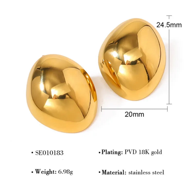 1 Pair French Style Simple Style Classic Style Round Polishing 304 Stainless Steel 18K Gold Plated Ear Studs