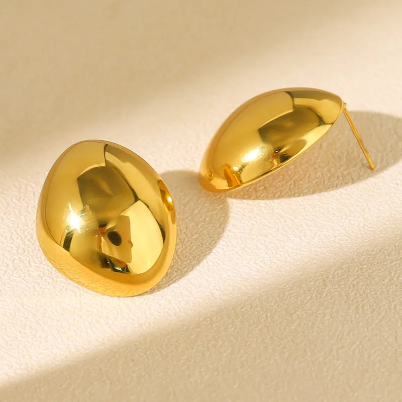 1 Pair French Style Simple Style Classic Style Round Polishing 304 Stainless Steel 18K Gold Plated Ear Studs