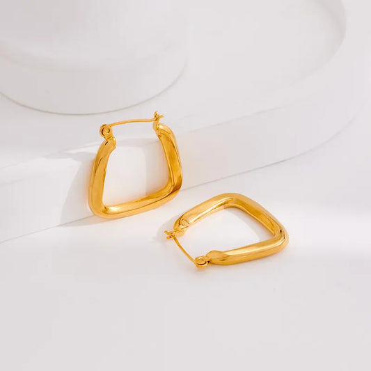 1 Pair French Style Simple Style Classic Style Square Plating 316 Stainless Steel 18K Gold Plated Earrings