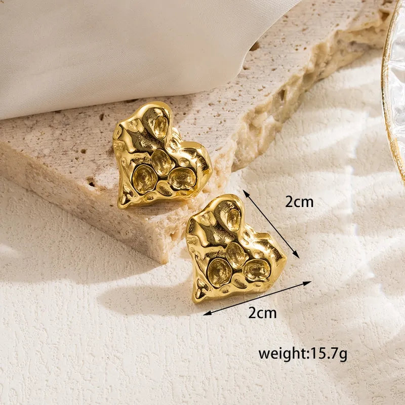 1 Pair French Style Sweet Simple Style Heart Shape Solid Color 304 Stainless Steel Ear Studs