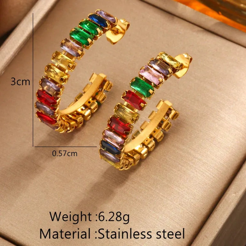 1 Pair Glam Luxurious Romantic Geometric Plating Inlay 304 Stainless Steel Artificial Rhinestones 18K Gold Plated Ear Studs