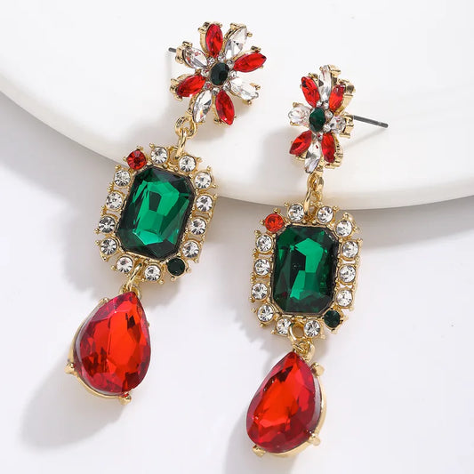 1 Pair Glam Shiny Gem Zinc Alloy Drop Earrings