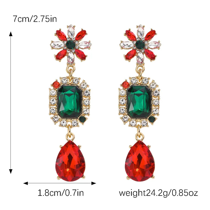 1 Pair Glam Shiny Gem Zinc Alloy Drop Earrings