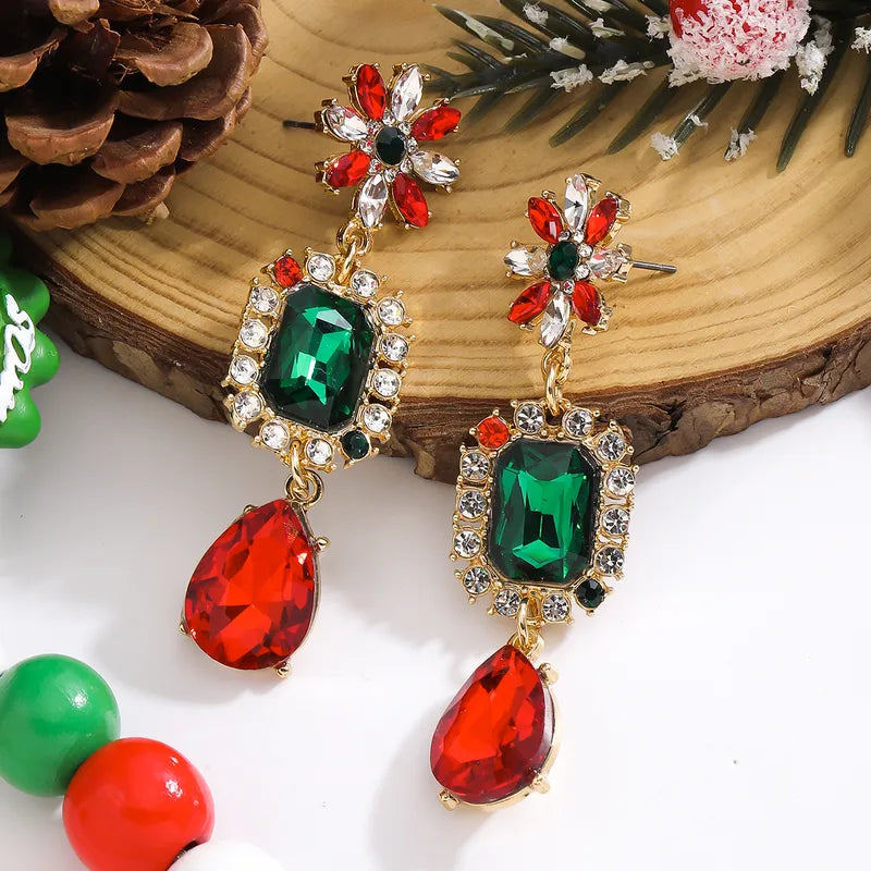 1 Pair Glam Shiny Gem Zinc Alloy Drop Earrings