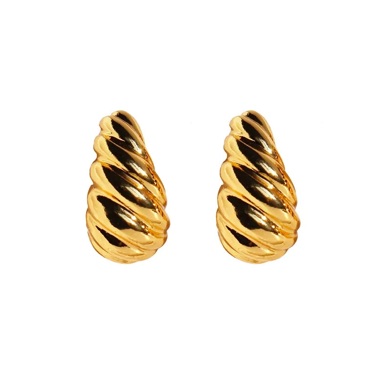 1 Pair Hawaiian Simple Style Water Droplets Brass 24K Gold Plated Ear Studs