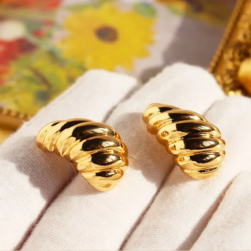 1 Pair Hawaiian Simple Style Water Droplets Brass 24K Gold Plated Ear Studs