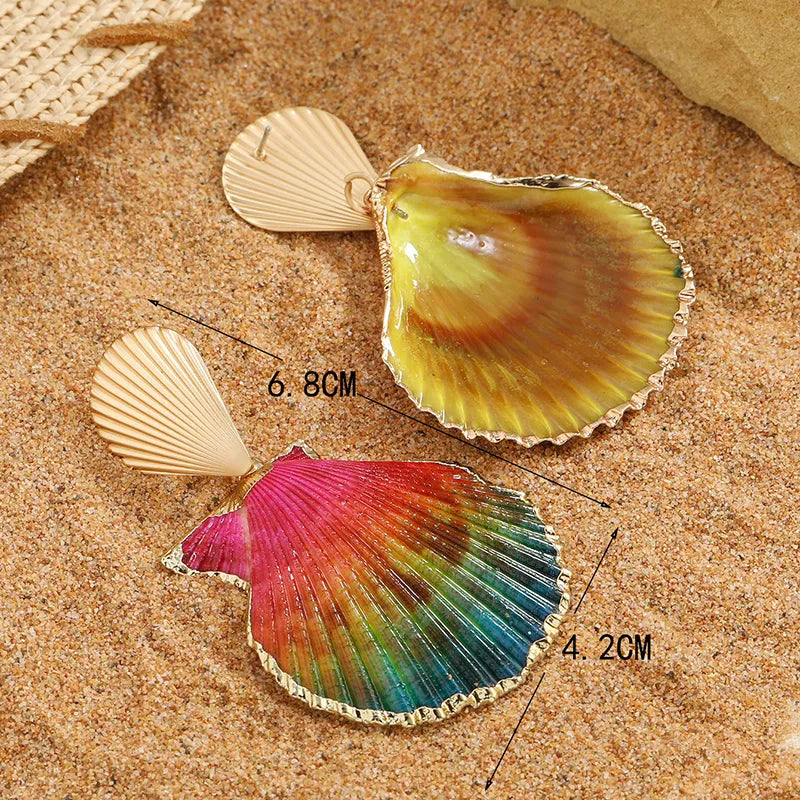 1 Pair Hawaiian Vacation Classic Style Shell Alloy Shell Gold Plated Drop Earrings