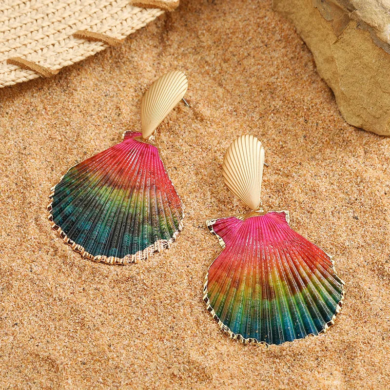 1 Pair Hawaiian Vacation Classic Style Shell Alloy Shell Gold Plated Drop Earrings