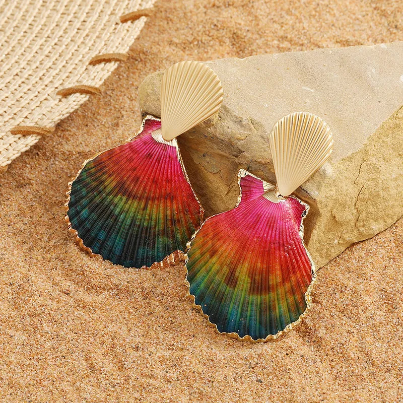 1 Pair Hawaiian Vacation Classic Style Shell Alloy Shell Gold Plated Drop Earrings