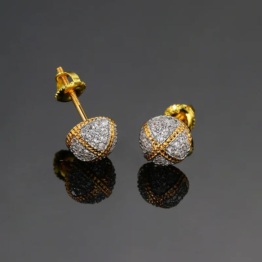 1 Pair Hip-Hop Solid Color Plating Inlay Copper Zircon White Gold Plated Gold Plated Ear Studs