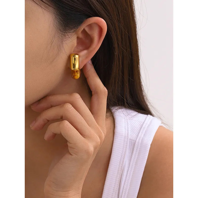 1 Pair IG Style Basic Classic Style Bamboo Solid Color Plating 316 Stainless Steel 18K Gold Plated Ear Studs