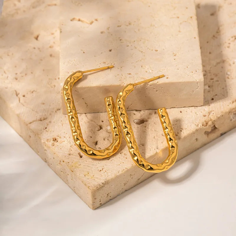 1 Pair IG Style Basic Classic Style C Shape Plating 304 Stainless Steel 18K Gold Plated Earrings