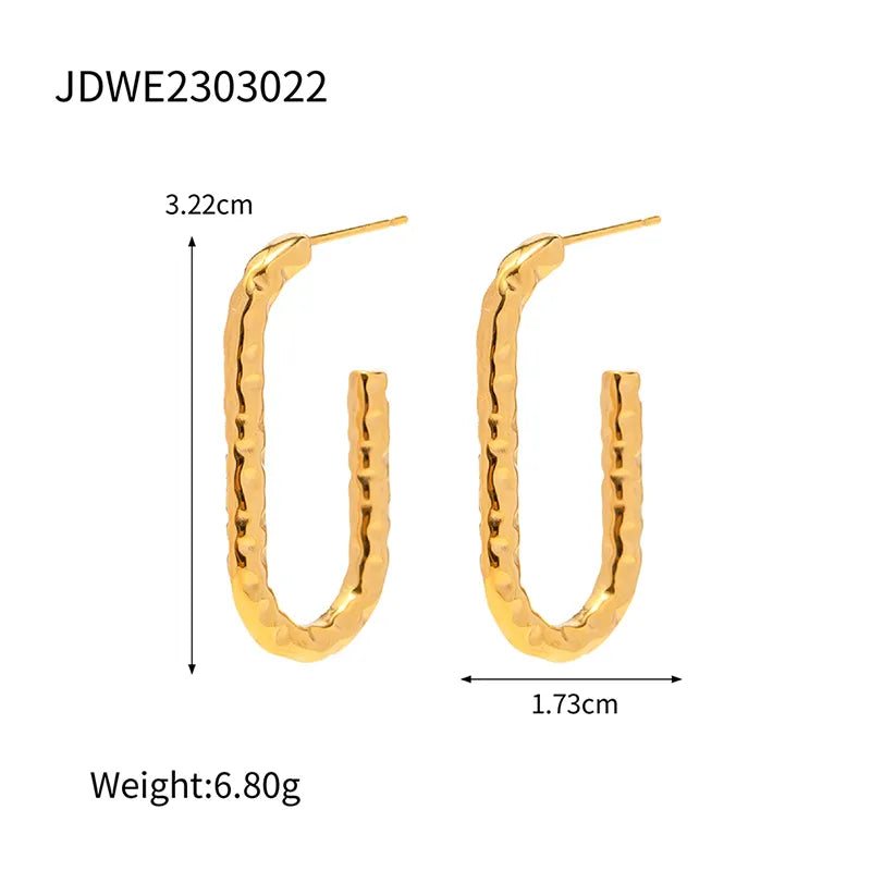 1 Pair IG Style Basic Classic Style C Shape Plating 304 Stainless Steel 18K Gold Plated Earrings