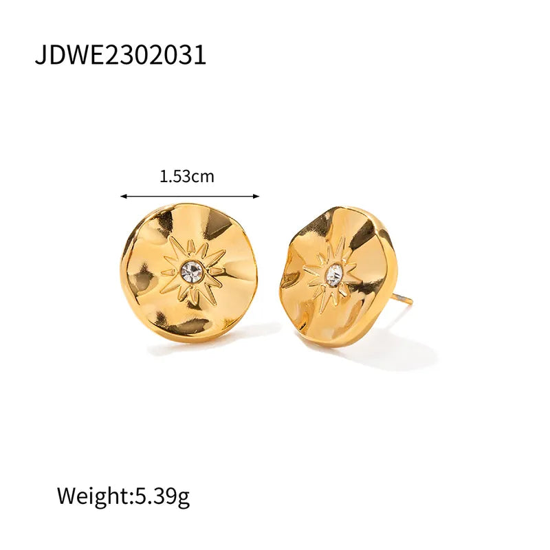 1 Pair IG Style Basic Classic Style Flower Plating Inlay 304 Stainless Steel Rhinestones 18K Gold Plated Ear Studs