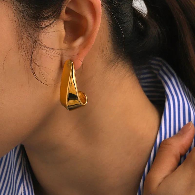 1 Pair IG Style Basic Classic Style Irregular Solid Color Plating 316 Stainless Steel 18K Gold Plated Drop Earrings