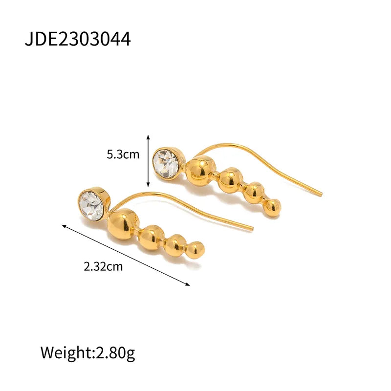 1 Pair IG Style Basic Modern Style Geometric Inlay 304 Stainless Steel Zircon 18K Gold Plated Ear Studs