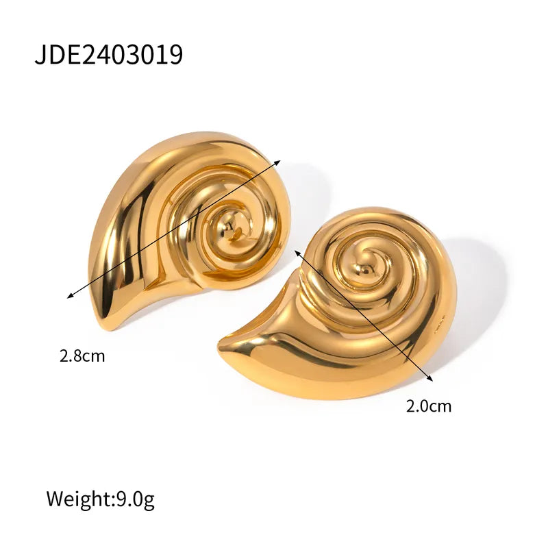 1 Pair IG Style Basic Modern Style Spiral Plating 304 Stainless Steel 18K Gold Plated Earrings