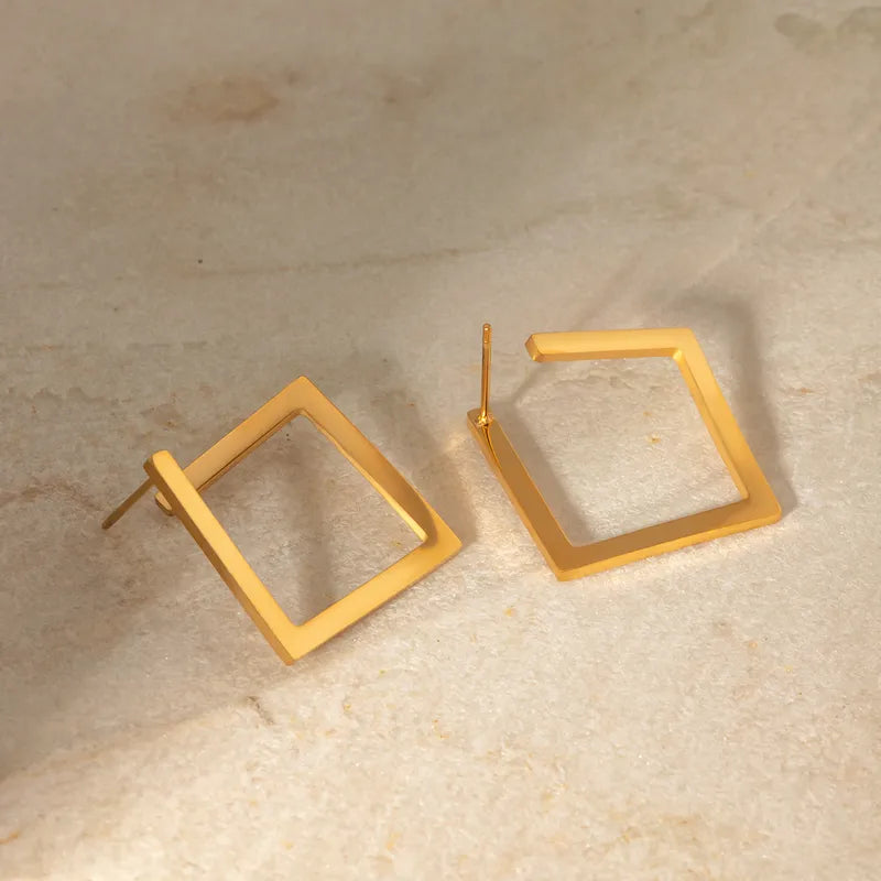 1 Pair IG Style Basic Square Stainless Steel 18K Gold Plated Ear Studs