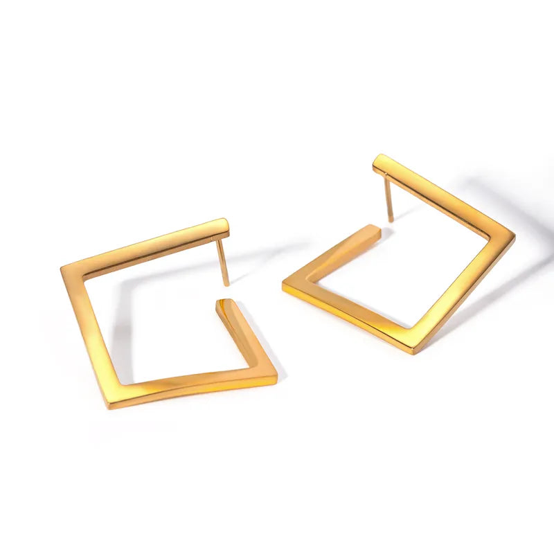 1 Pair IG Style Basic Square Stainless Steel 18K Gold Plated Ear Studs