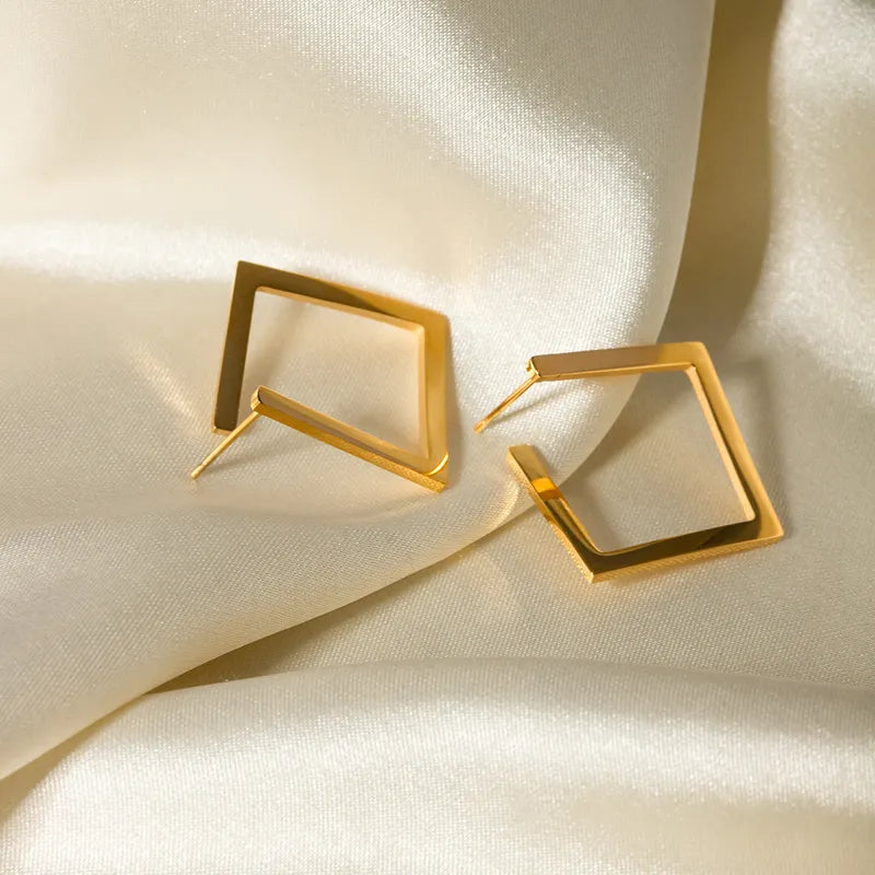 1 Pair IG Style Basic Square Stainless Steel 18K Gold Plated Ear Studs