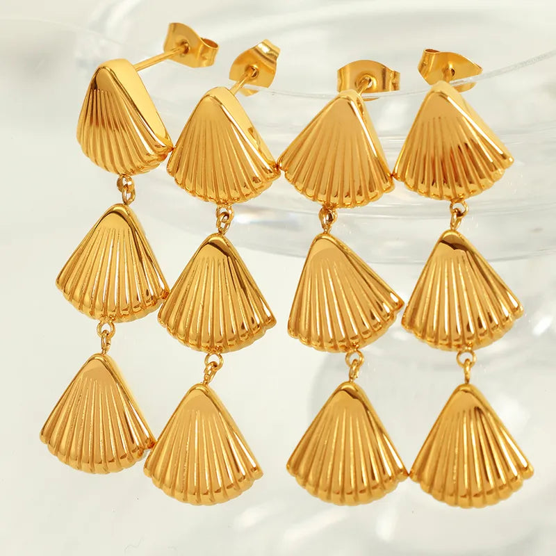 1 Pair IG Style Basic Tropical Scallop Shell Polishing Plating 304 Stainless Steel 18K Gold Plated Drop Earrings