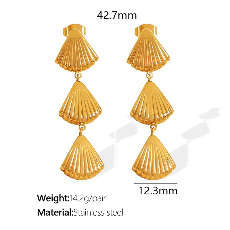 1 Pair IG Style Basic Tropical Scallop Shell Polishing Plating 304 Stainless Steel 18K Gold Plated Drop Earrings