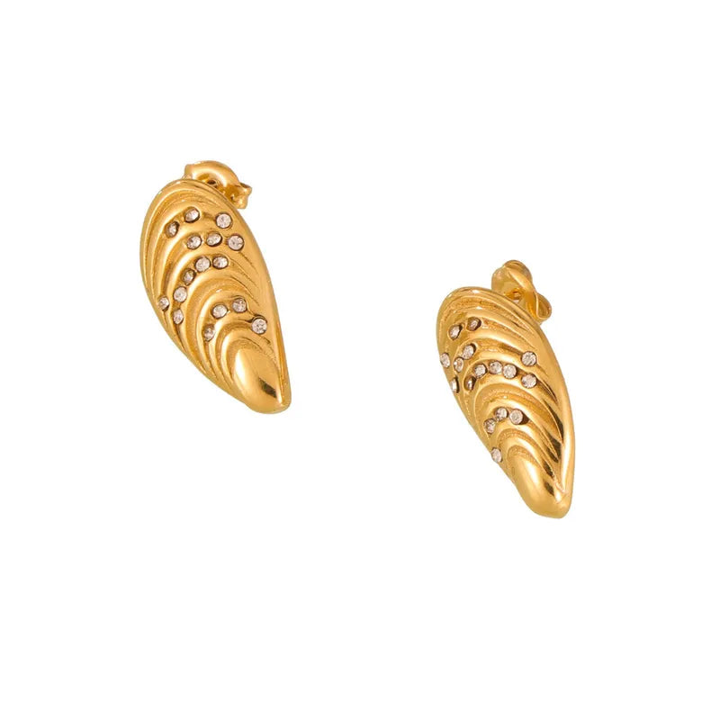 1 Pair IG Style Beach Commute Solid Color Shell 304 Stainless Steel 18K Gold Plated Ear Studs