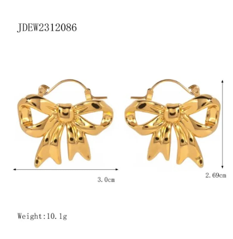 1 Pair IG Style Butterfly Bowknot Stainless Steel 18K Gold Plated Earrings