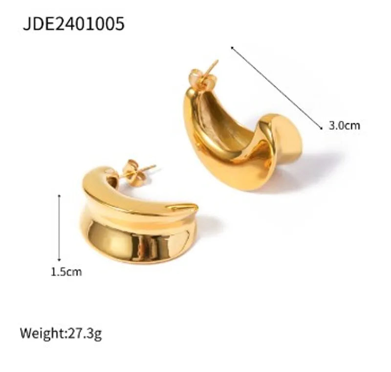 1 Pair IG Style C Shape 316 Stainless Steel 18K Gold Plated Ear Studs