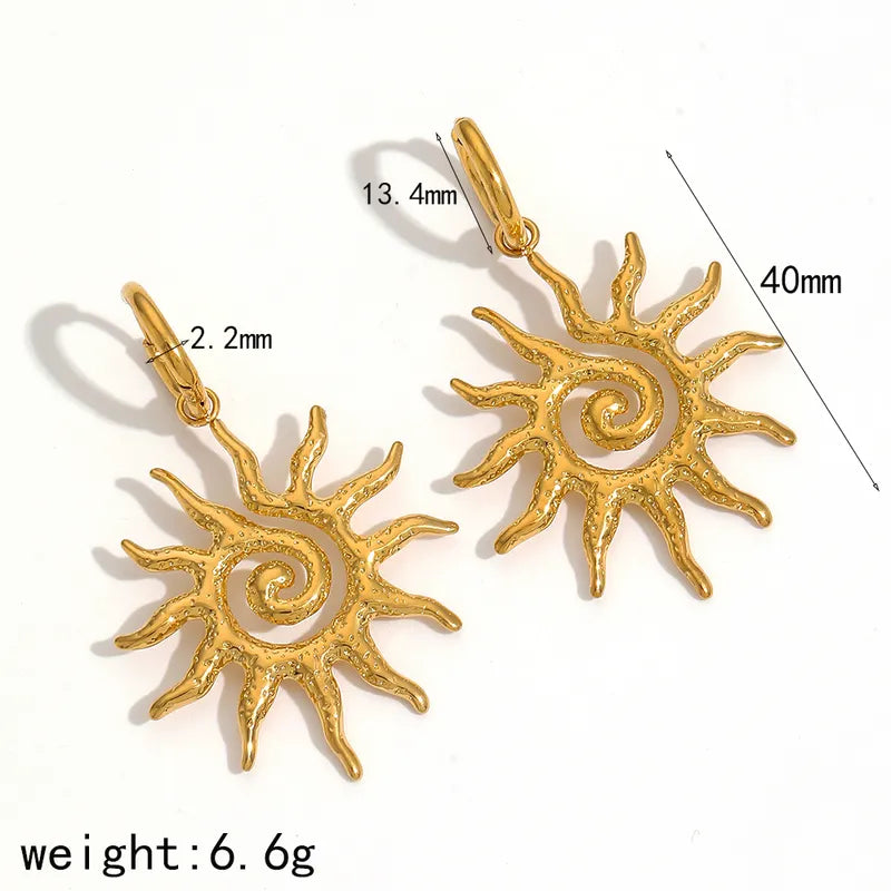 1 Pair IG Style Casual Classic Style Sun Polishing 304 Stainless Steel 18K Gold Plated Drop Earrings