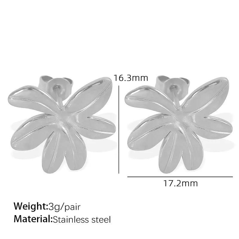 1 Pair IG Style Casual French Style Flower Polishing Plating 304 Stainless Steel 18K Gold Plated Ear Studs