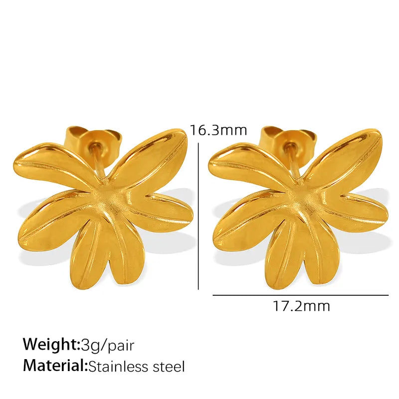 1 Pair IG Style Casual French Style Flower Polishing Plating 304 Stainless Steel 18K Gold Plated Ear Studs