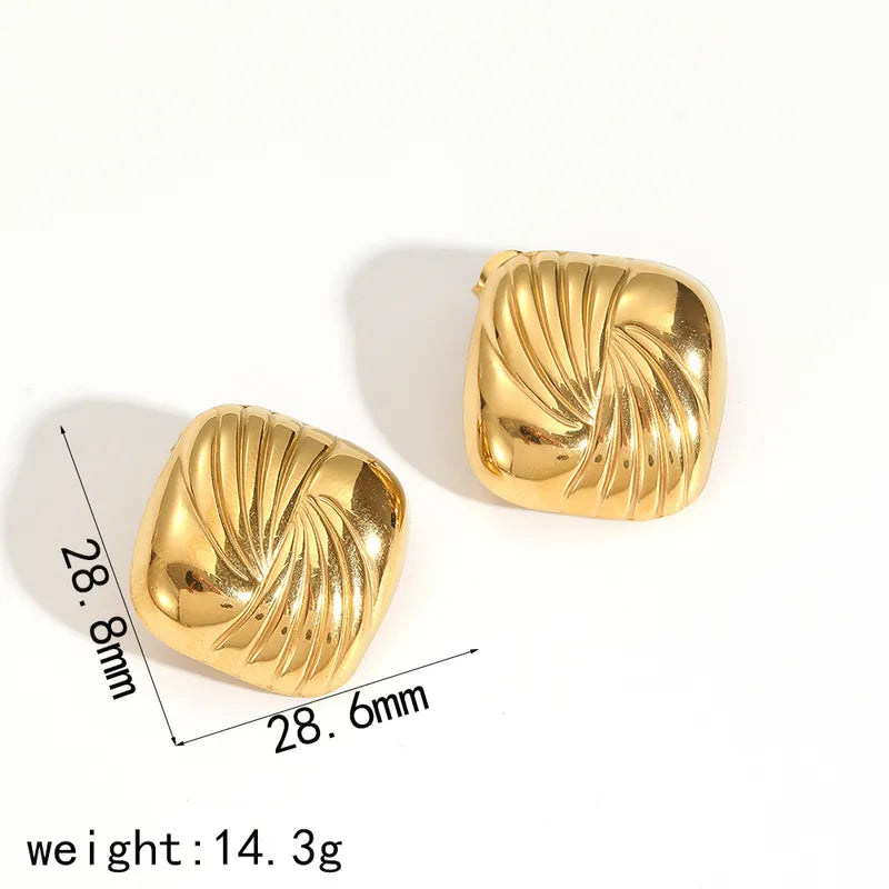 1 Pair IG Style Casual Geometric Polishing Plating 304 Stainless Steel 18K Gold Plated Ear Studs