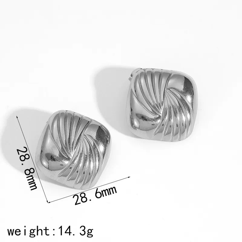 1 Pair IG Style Casual Geometric Polishing Plating 304 Stainless Steel 18K Gold Plated Ear Studs